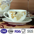 200ml Café caliente de la porcelana del oro de la venta pequeño y taza y platillo del té fijados